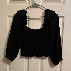 Zara Black Ruffled Blouse
